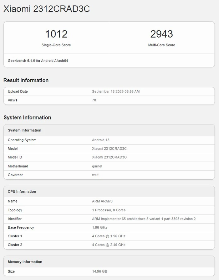 Redmi Note 13 Pro và Snapdragon 7s Gen 2 “lộ hàng” trên Geekbench