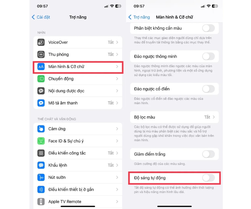 3 Cách sửa lỗi tự động điều chỉnh độ sáng trên iOS 18