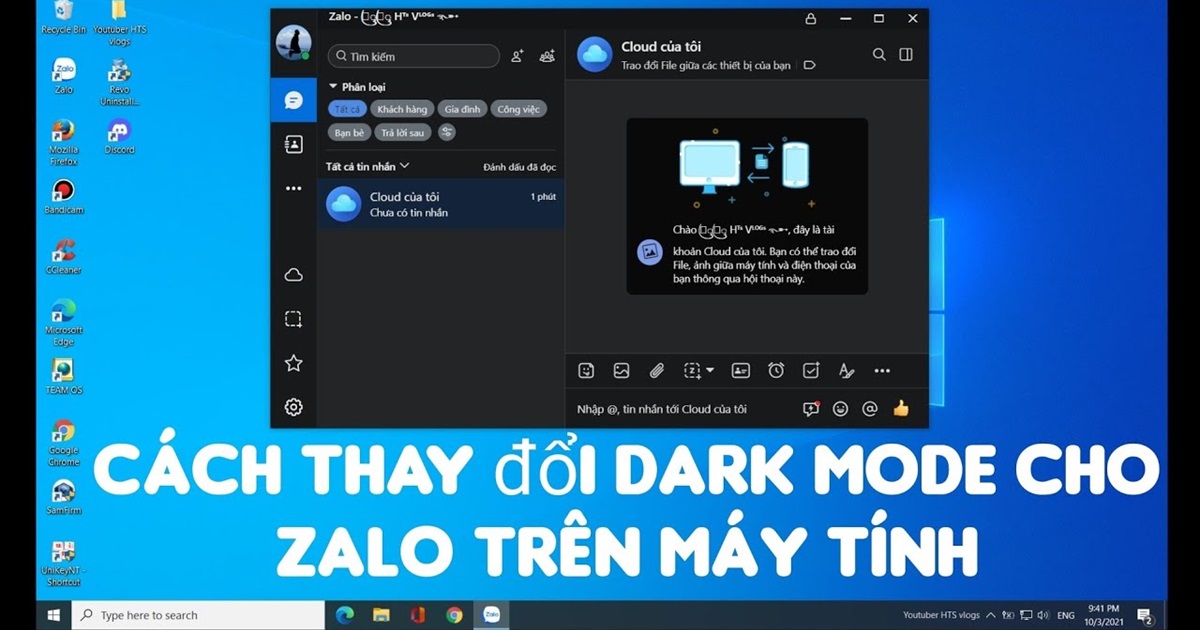 Cách đổi chế độ dark mode của Zalo trên máy tính